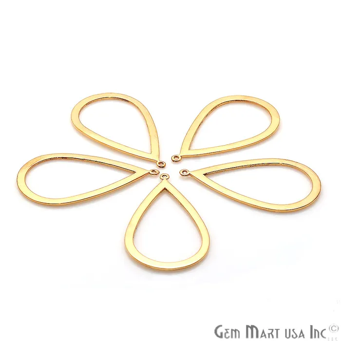 GemMartUSA Charm Necklaces Pear Shape Charm Gold Plated Finding Jewelry Charm
