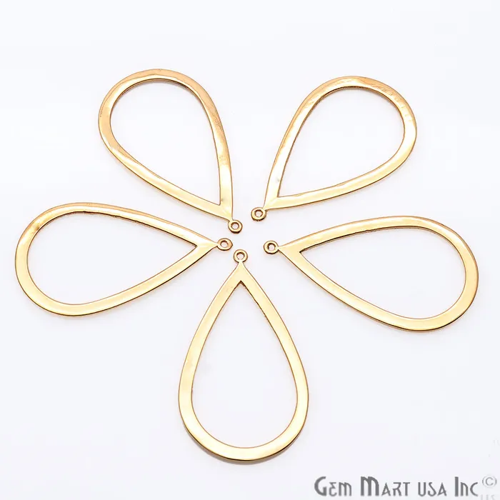 GemMartUSA Charm Necklaces Pear Shape Charm Gold Plated Finding Jewelry Charm