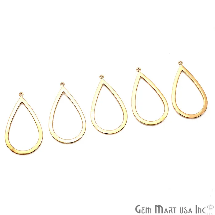 GemMartUSA Charm Necklaces Pear Shape Charm Gold Plated Finding Jewelry Charm