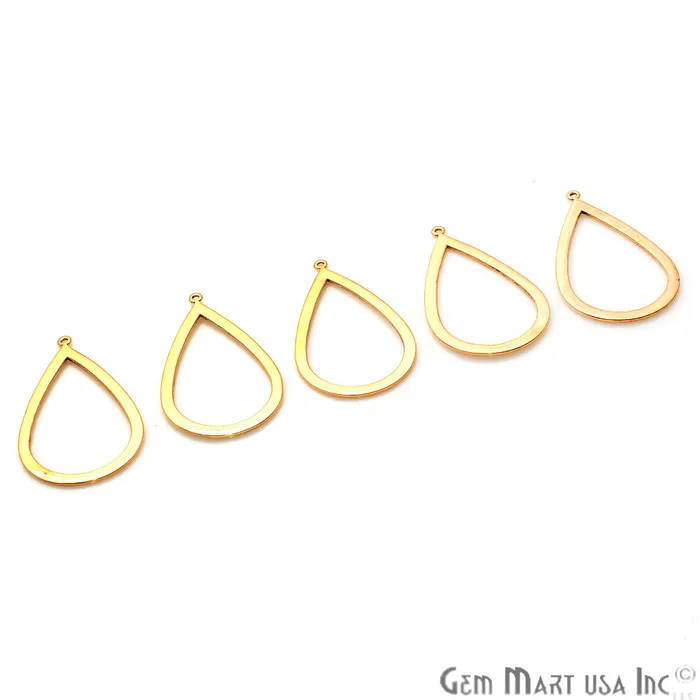 GemMartUSA Charm Necklaces Pear Shape Charm Gold Plated Finding Jewelry Charm