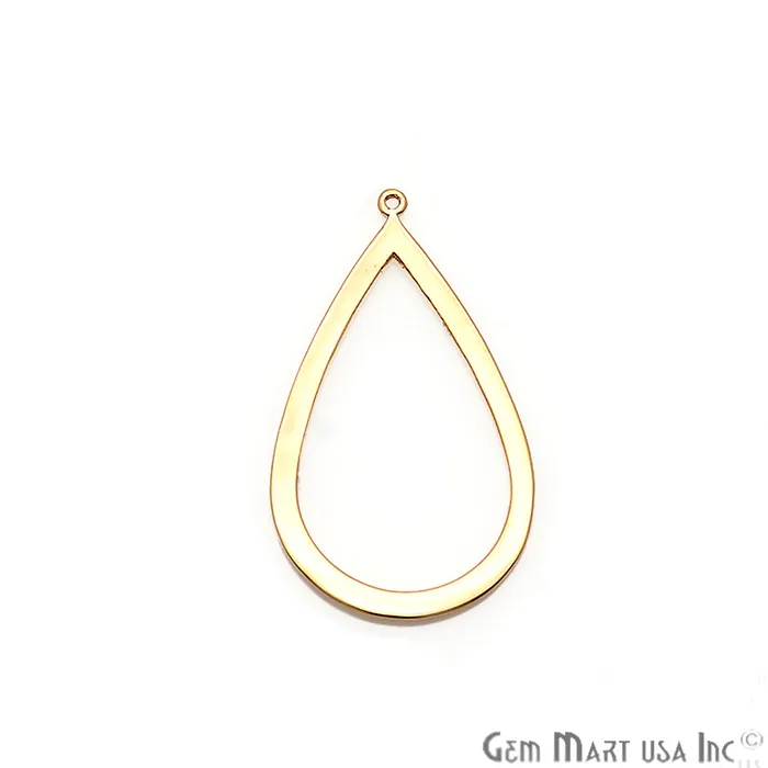 GemMartUSA Charm Necklaces Pear Shape Charm Gold Plated Finding Jewelry Charm