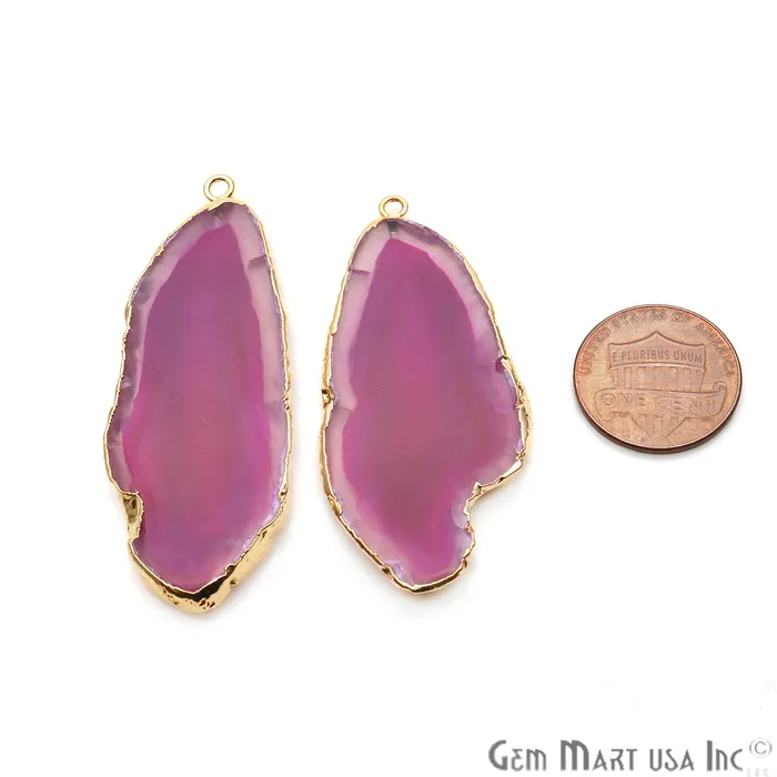 GemMartUSA Earrings Agate Slice 23x52mm Organic Gold Electroplated Gemstone Earring Connector 1 Pair GemMartUSA Earrings Agate Slice 23x52mm Organic Gold Electroplated Gemstone Earring Connector 1 Pair