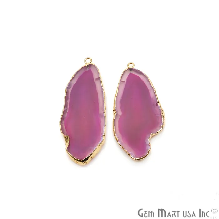 GemMartUSA Earrings Agate Slice 23x52mm Organic Gold Electroplated Gemstone Earring Connector 1 Pair GemMartUSA Earrings Agate Slice 23x52mm Organic Gold Electroplated Gemstone Earring Connector 1 Pair