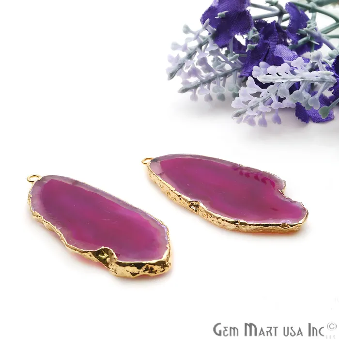 GemMartUSA Earrings Agate Slice 23x52mm Organic Gold Electroplated Gemstone Earring Connector 1 Pair GemMartUSA Earrings Agate Slice 23x52mm Organic Gold Electroplated Gemstone Earring Connector 1 Pair