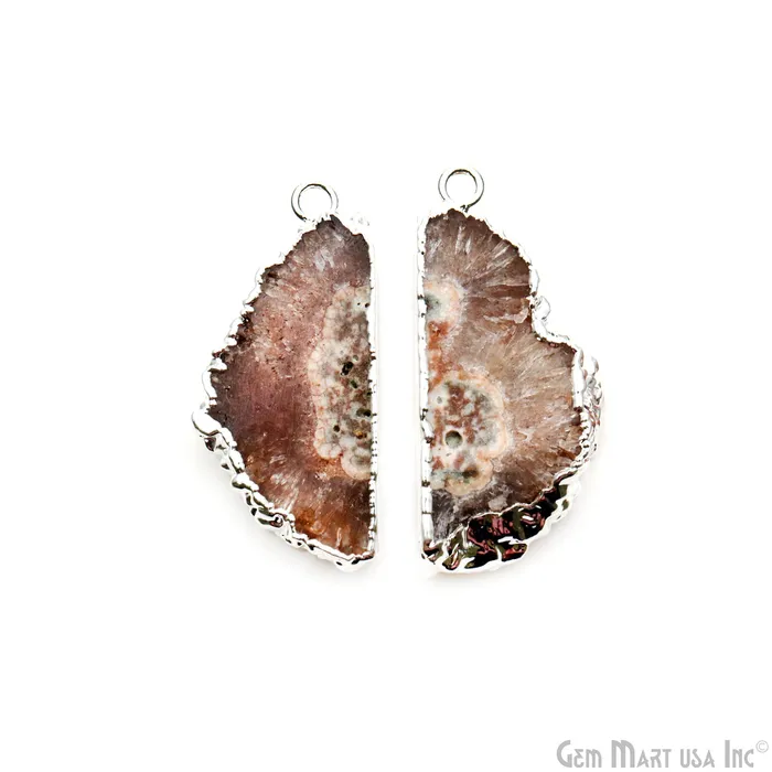 GemMartUSA Earrings Agate Slice 42x19mm Organic Silver Electroplated Gemstone Earring Connector 1 Pair GemMartUSA Earrings Agate Slice 42x19mm Organic Silver Electroplated Gemstone Earring Connector 1 Pair