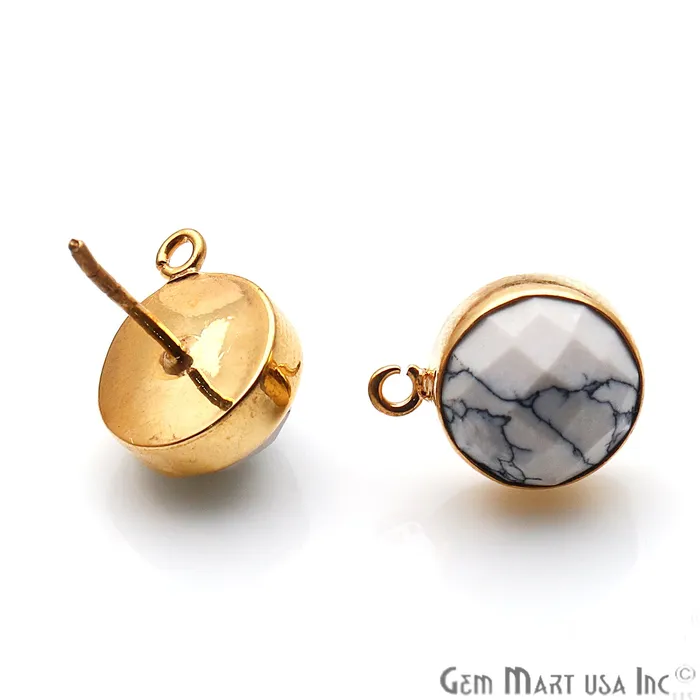 GemmartUSA Earrings DIY Howlite Gemstone Gold Plated Loop Stud Earrings