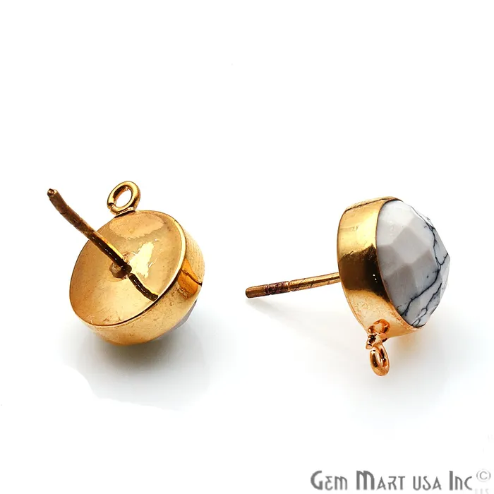 GemmartUSA Earrings DIY Howlite Gemstone Gold Plated Loop Stud Earrings GemmartUSA Earrings DIY Howlite Gemstone Gold Plated Loop Stud Earrings