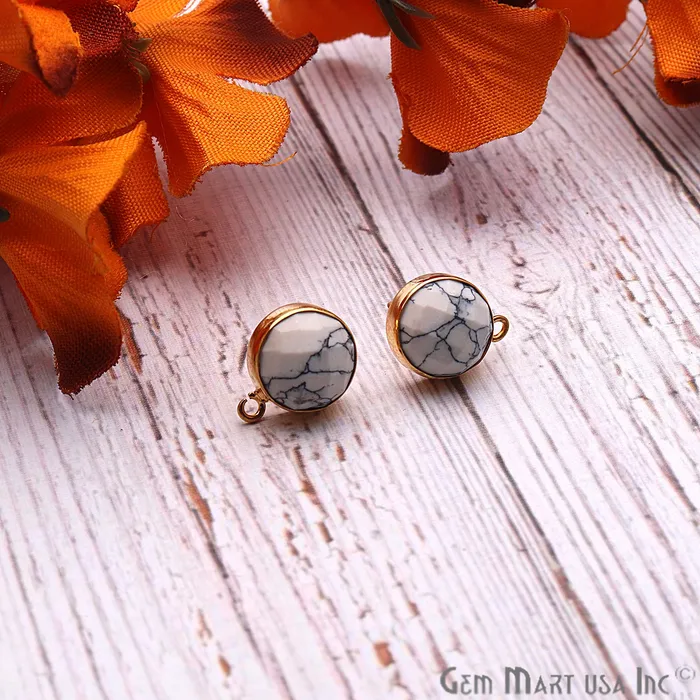 GemmartUSA Earrings DIY Howlite Gemstone Gold Plated Loop Stud Earrings GemmartUSA Earrings DIY Howlite Gemstone Gold Plated Loop Stud Earrings