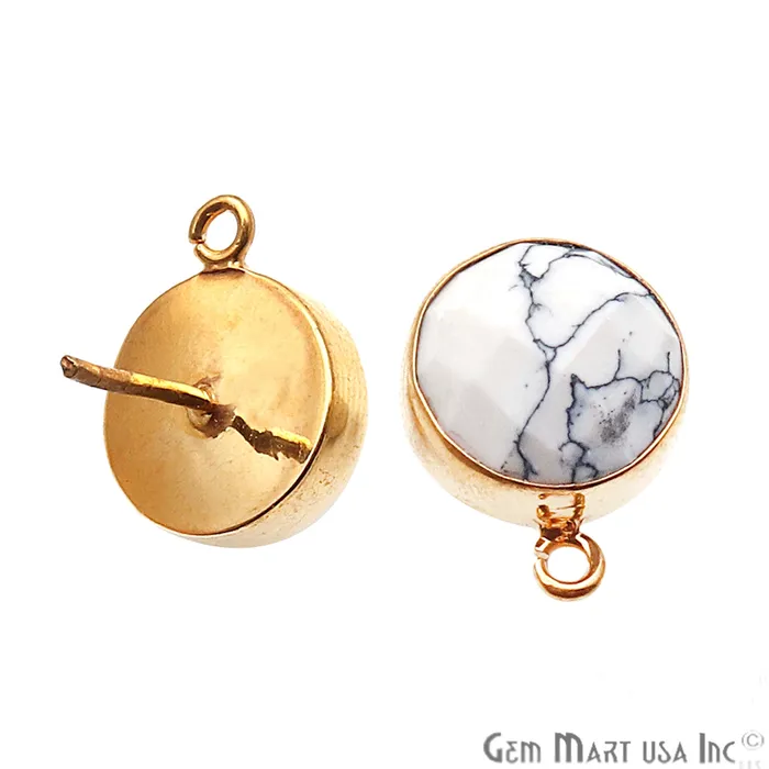GemmartUSA Earrings DIY Howlite Gemstone Gold Plated Loop Stud Earrings GemmartUSA Earrings DIY Howlite Gemstone Gold Plated Loop Stud Earrings