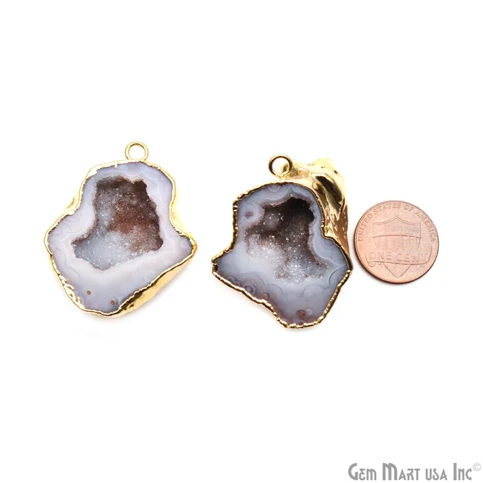 GemMartUSA Earrings Geode Druzy 26x40mm Organic Gold Electroplated Single Bail Gemstone Earring Connector 1 Pair GemMartUSA Earrings Geode Druzy 26x40mm Organic Gold Electroplated Single Bail Gemstone Earring Connector 1 Pair