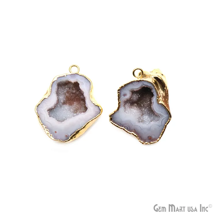 GemMartUSA Earrings Geode Druzy 26x40mm Organic Gold Electroplated Single Bail Gemstone Earring Connector 1 Pair GemMartUSA Earrings Geode Druzy 26x40mm Organic Gold Electroplated Single Bail Gemstone Earring Connector 1 Pair