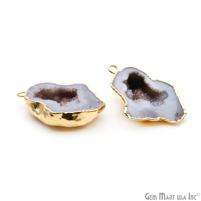 GemMartUSA Earrings Geode Druzy 26x40mm Organic Gold Electroplated Single Bail Gemstone Earring Connector 1 Pair GemMartUSA Earrings Geode Druzy 26x40mm Organic Gold Electroplated Single Bail Gemstone Earring Connector 1 Pair