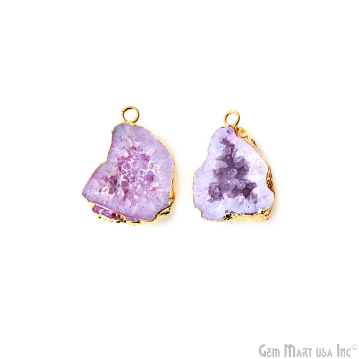 GemMartUSA Earrings Geode Druzy 29x22mm Organic Gold Electroplated Single Bail Gemstone Earring Connector 1 Pair GemMartUSA Earrings Geode Druzy 29x22mm Organic Gold Electroplated Single Bail Gemstone Earring Connector 1 Pair