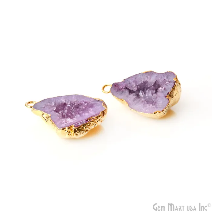 GemMartUSA Earrings Geode Druzy 29x22mm Organic Gold Electroplated Single Bail Gemstone Earring Connector 1 Pair GemMartUSA Earrings Geode Druzy 29x22mm Organic Gold Electroplated Single Bail Gemstone Earring Connector 1 Pair