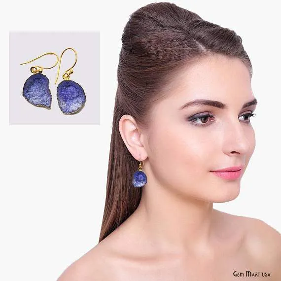 GemMartUSA Earrings Geode Druzy Dangle Earrings 22k Gold Electroplated Hook Earrings DPER90416 GemMartUSA Earrings Geode Druzy Dangle Earrings 22k Gold Electroplated Hook Earrings DPER90416