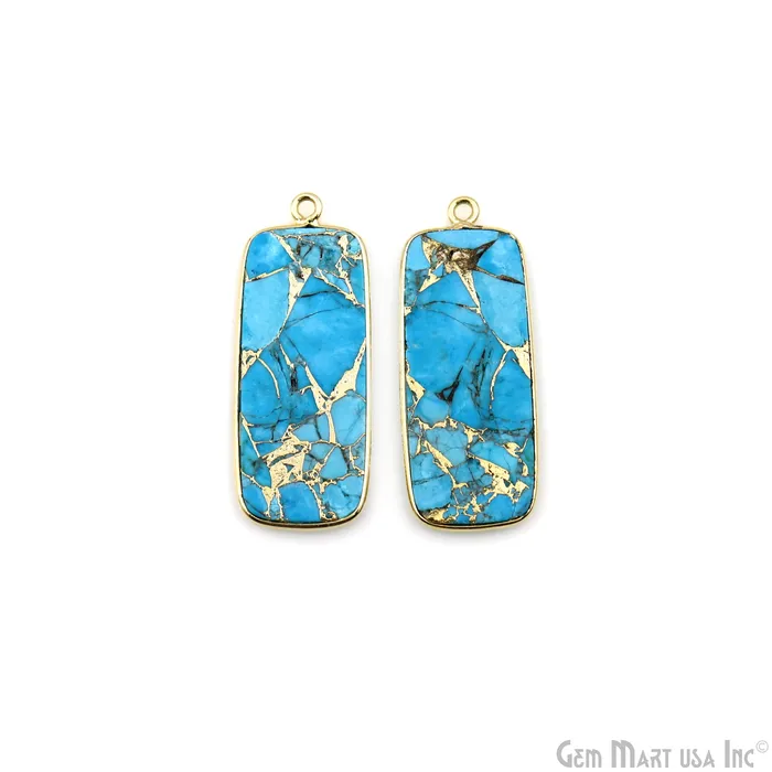 GemMartUSA Earrings Turquoise Mohave 34x12mm Gold Plated Single Bail Earring Connector 1 Pair GemMartUSA Earrings Turquoise Mohave 34x12mm Gold Plated Single Bail Earring Connector 1 Pair