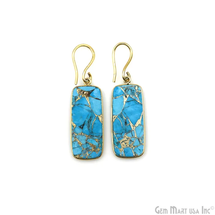 GemMartUSA Earrings Turquoise Mohave 34x12mm Gold Plated Single Bail Earring Connector 1 Pair GemMartUSA Earrings Turquoise Mohave 34x12mm Gold Plated Single Bail Earring Connector 1 Pair