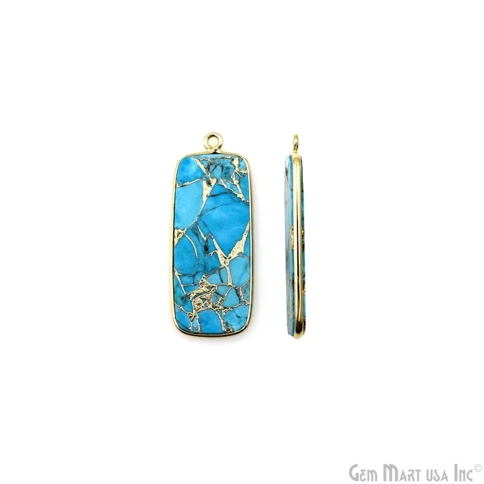 GemMartUSA Earrings Turquoise Mohave 34x12mm Gold Plated Single Bail Earring Connector 1 Pair GemMartUSA Earrings Turquoise Mohave 34x12mm Gold Plated Single Bail Earring Connector 1 Pair