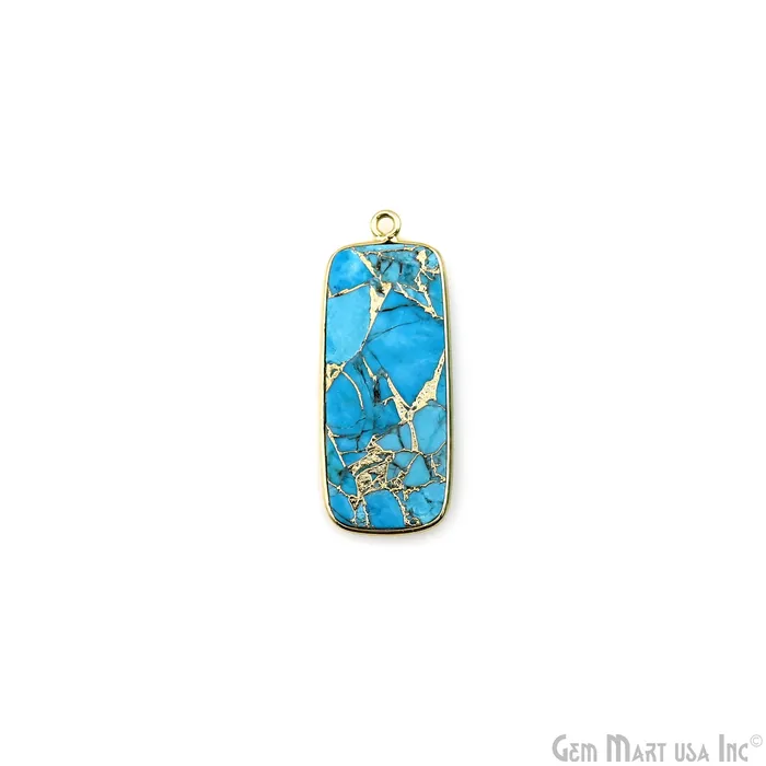 GemMartUSA Earrings Turquoise Mohave 34x12mm Gold Plated Single Bail Earring Connector 1 Pair GemMartUSA Earrings Turquoise Mohave 34x12mm Gold Plated Single Bail Earring Connector 1 Pair