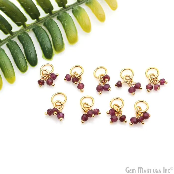 GemmartUSA Faceted Gemstone Cluster Beads With Gold Jump Ring 15x6mm Rings GemmartUSA Faceted Gemstone Cluster Beads With Gold Jump Ring 15x6mm Rings