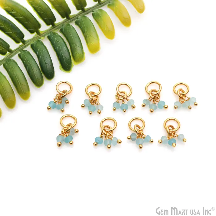 GemmartUSA Faceted Gemstone Cluster Beads With Gold Jump Ring 15x6mm Rings GemmartUSA Faceted Gemstone Cluster Beads With Gold Jump Ring 15x6mm Rings