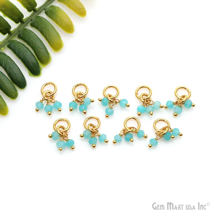 GemmartUSA Faceted Gemstone Cluster Beads With Gold Jump Ring 15x6mm Rings GemmartUSA Faceted Gemstone Cluster Beads With Gold Jump Ring 15x6mm Rings