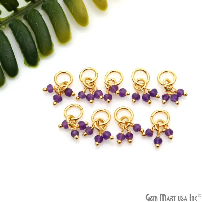 GemmartUSA Faceted Gemstone Cluster Beads With Gold Jump Ring 15x6mm Rings GemmartUSA Faceted Gemstone Cluster Beads With Gold Jump Ring 15x6mm Rings