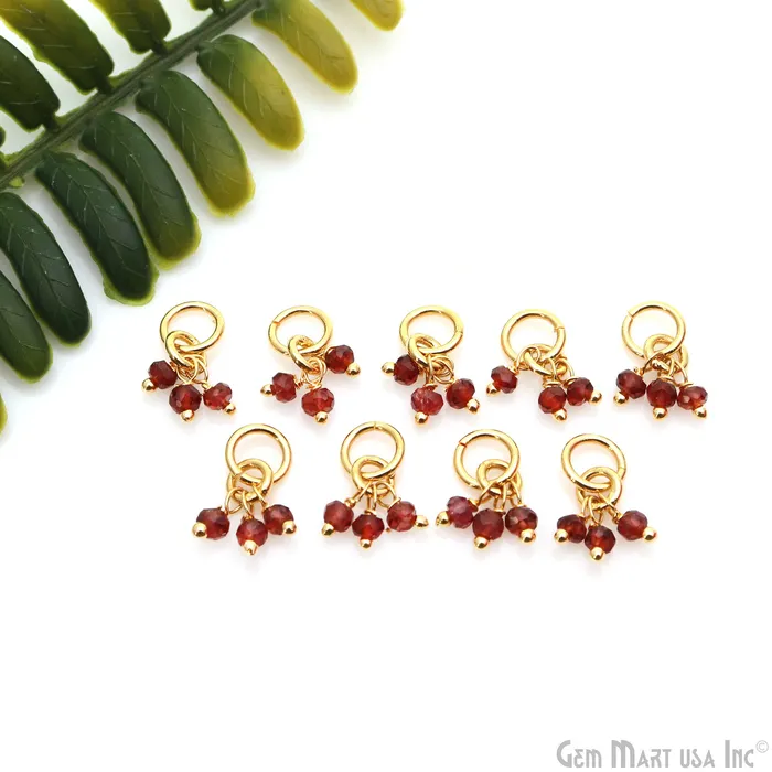 GemmartUSA Faceted Gemstone Cluster Beads With Gold Jump Ring 15x6mm Rings GemmartUSA Faceted Gemstone Cluster Beads With Gold Jump Ring 15x6mm Rings