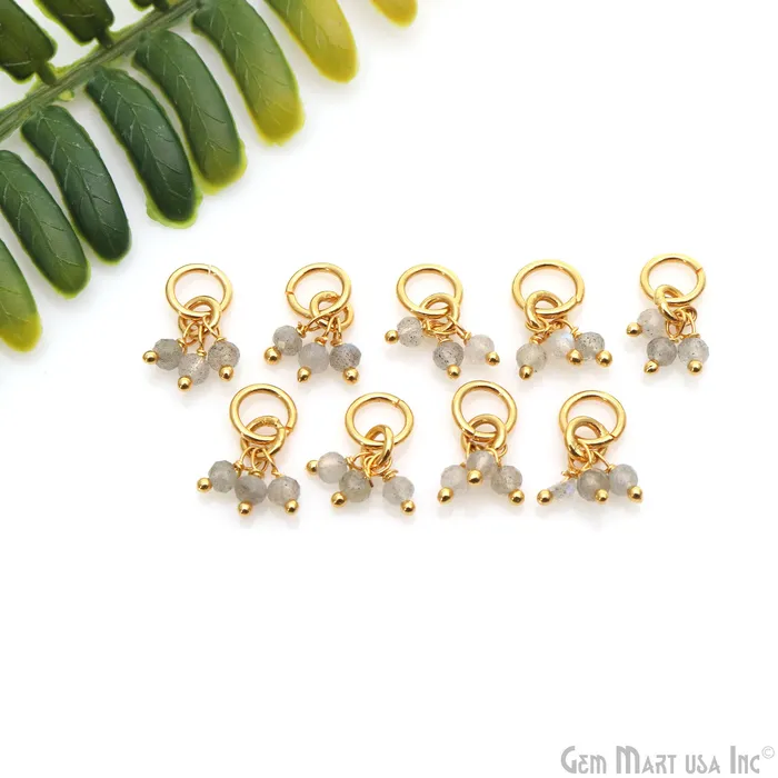 GemmartUSA Faceted Gemstone Cluster Beads With Gold Jump Ring 15x6mm Rings GemmartUSA Faceted Gemstone Cluster Beads With Gold Jump Ring 15x6mm Rings