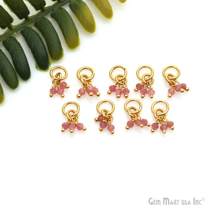 GemmartUSA Faceted Gemstone Cluster Beads With Gold Jump Ring 15x6mm Rings GemmartUSA Faceted Gemstone Cluster Beads With Gold Jump Ring 15x6mm Rings