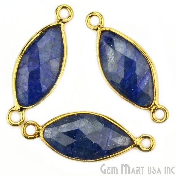 GemMartUSA Marquise 8x16mm Double Bail Gold Bezel Gemstone Connector PreStyled Sets