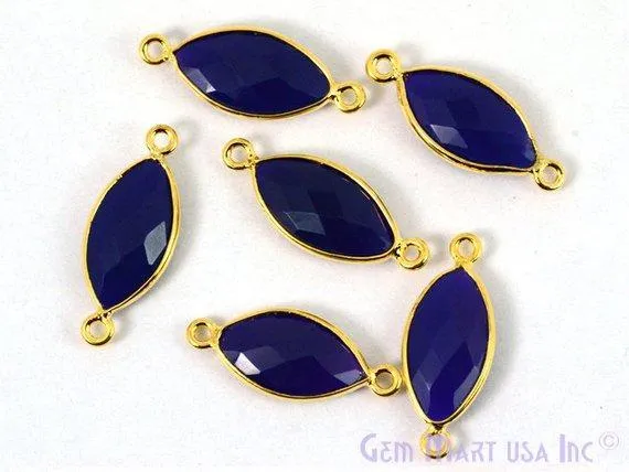 GemMartUSA Marquise 8x16mm Double Bail Gold Bezel Gemstone Connector PreStyled Sets