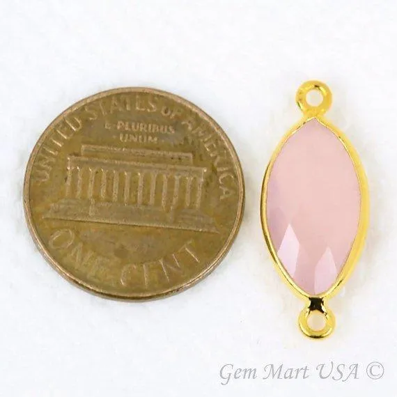 GemMartUSA Marquise 8x16mm Double Bail Gold Bezel Gemstone Connector PreStyled Sets