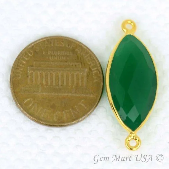 GemMartUSA Marquise 8x16mm Double Bail Gold Bezel Gemstone Connector PreStyled Sets