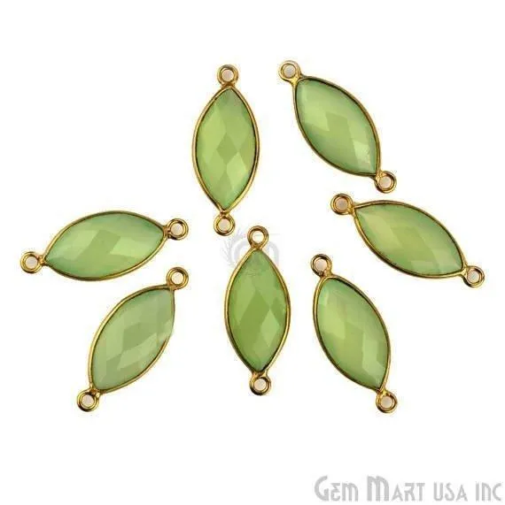 GemMartUSA Marquise 8x16mm Double Bail Gold Bezel Gemstone Connector PreStyled Sets