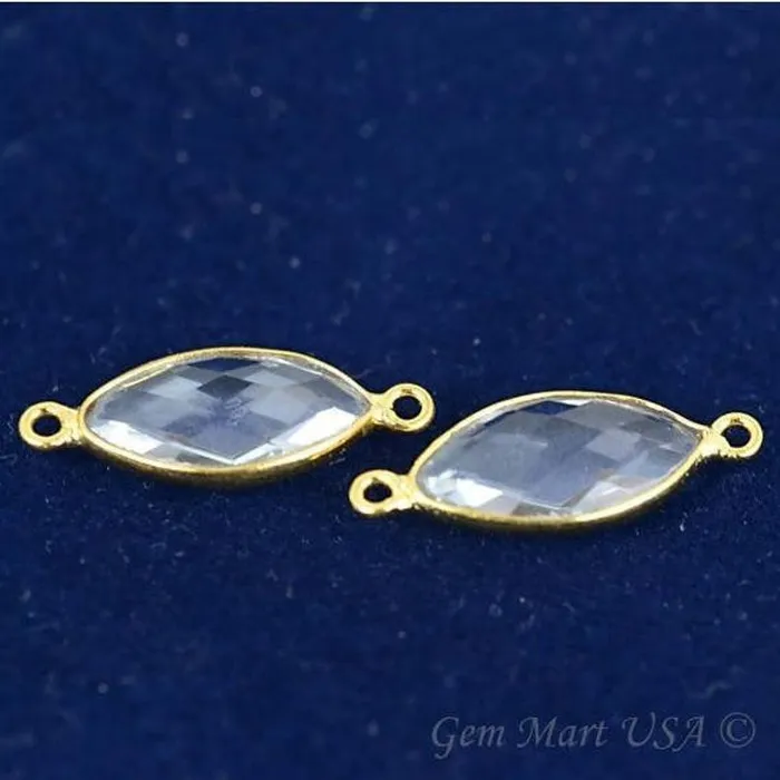 GemMartUSA Marquise 8x16mm Double Bail Gold Bezel Gemstone Connector PreStyled Sets