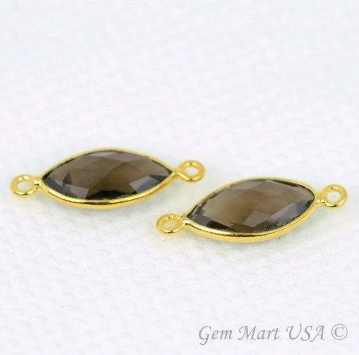 GemMartUSA Marquise 8x16mm Double Bail Gold Bezel Gemstone Connector PreStyled Sets
