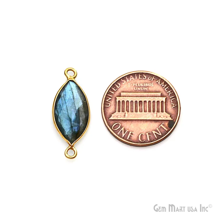 GemMartUSA Marquise 8x16mm Double Bail Gold Bezel Gemstone Connector PreStyled Sets