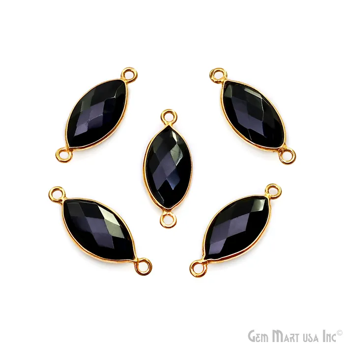 GemMartUSA Marquise 8x16mm Double Bail Gold Bezel Gemstone Connector PreStyled Sets