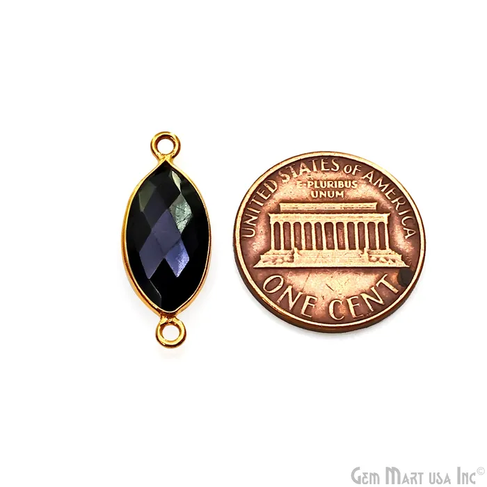 GemMartUSA Marquise 8x16mm Double Bail Gold Bezel Gemstone Connector PreStyled Sets