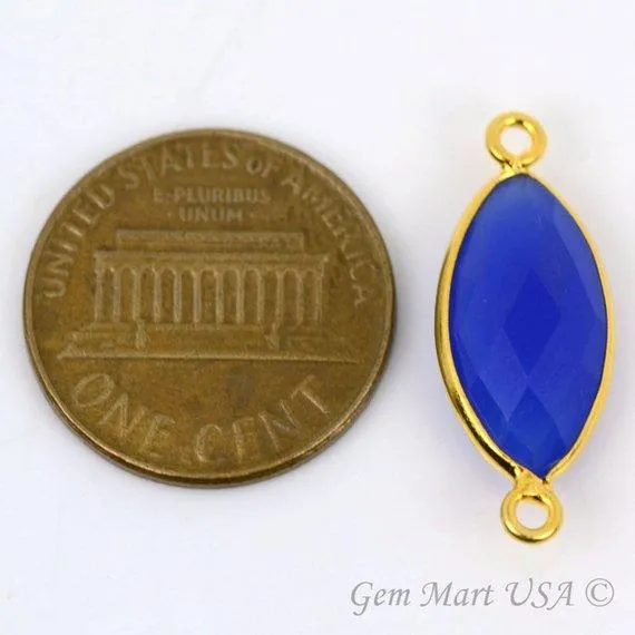 GemMartUSA Marquise 8x16mm Double Bail Gold Bezel Gemstone Connector PreStyled Sets