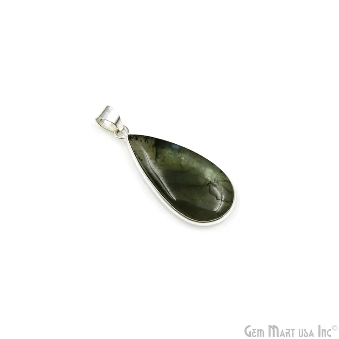 GemMartUSA Necklaces Labradorite Gemstone Pears 40x18mm Sterling Silver Necklace Pendant 1PC GemMartUSA Necklaces Labradorite Gemstone Pears 40x18mm Sterling Silver Necklace Pendant 1PC