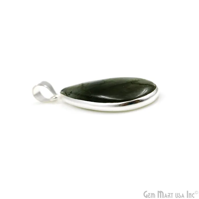 GemMartUSA Necklaces Labradorite Gemstone Pears 40x18mm Sterling Silver Necklace Pendant 1PC