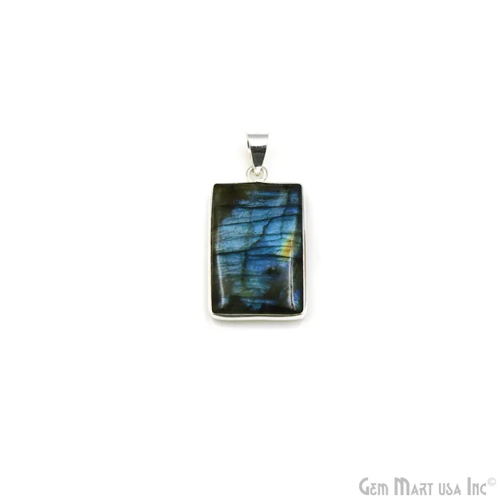 GemMartUSA Necklaces Labradorite Gemstone Rectangle 35x20mm Sterling Silver Necklace Pendant 1PC GemMartUSA Necklaces Labradorite Gemstone Rectangle 35x20mm Sterling Silver Necklace Pendant 1PC