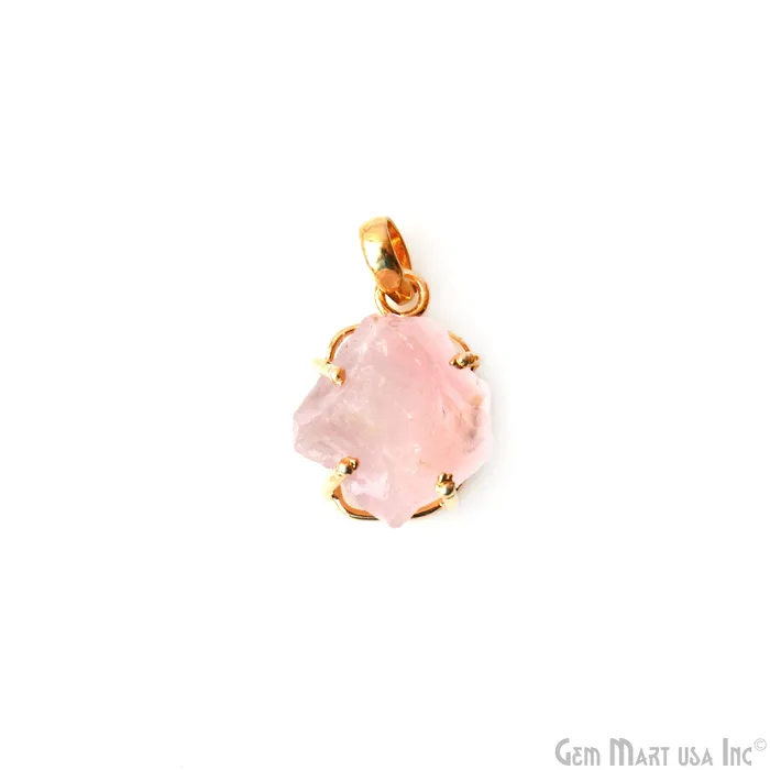 GemMartUSA Necklaces Natural Morganite Organic 25x18mm Gold Plated Prong Setting Single Bail Gemstone Pendant
