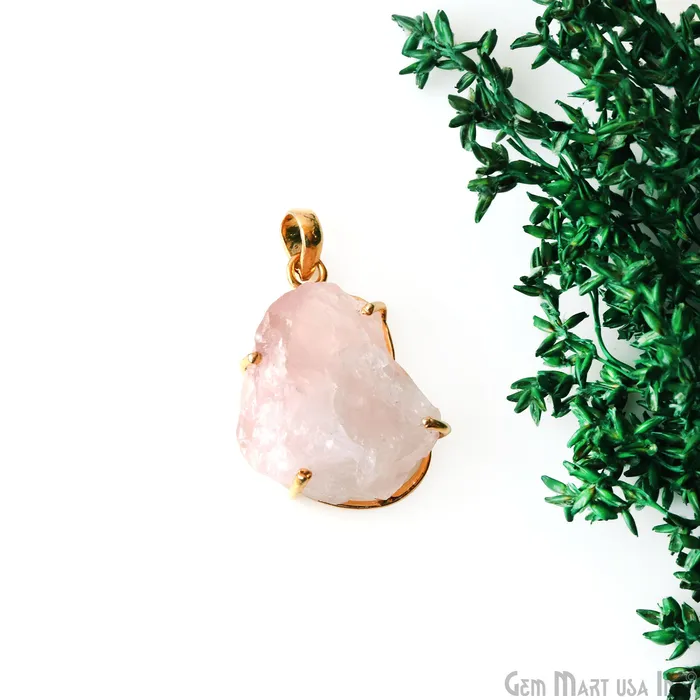 GemMartUSA Necklaces Natural Morganite Organic 32x21mm Gold Plated Prong Setting Single Bail Gemstone Pendant GemMartUSA Necklaces Natural Morganite Organic 32x21mm Gold Plated Prong Setting Single Bail Gemstone Pendant