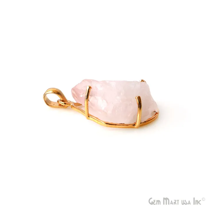 GemMartUSA Necklaces Natural Morganite Organic 32x21mm Gold Plated Prong Setting Single Bail Gemstone Pendant GemMartUSA Necklaces Natural Morganite Organic 32x21mm Gold Plated Prong Setting Single Bail Gemstone Pendant