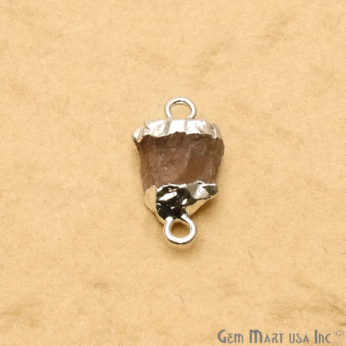 GemmartUSA Necklaces Rough Rose Quartz Organic 18x9mm Silver Electroplated Double Bail Pendant Connector GemmartUSA Necklaces Rough Rose Quartz Organic 18x9mm Silver Electroplated Double Bail Pendant Connector