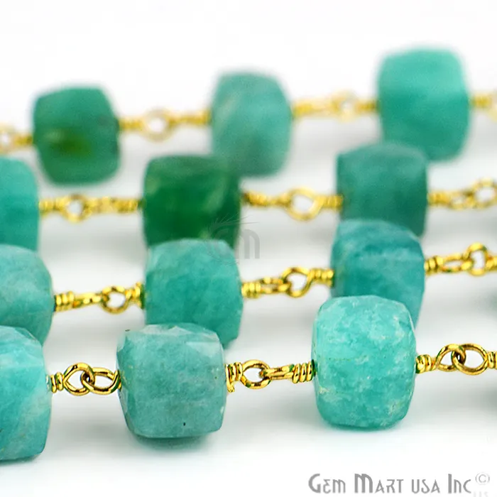 GemmartUSA PreStyled Sets Dark Amazonite Box 56mm Gold Plated Wire Wrapped Beads Rosary Chain GemmartUSA PreStyled Sets Dark Amazonite Box 56mm Gold Plated Wire Wrapped Beads Rosary Chain