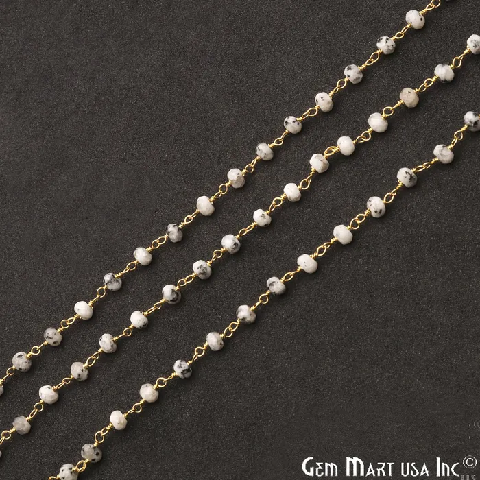 GemmartUSA PreStyled Sets Dendrite Opal Jade Faceted Beads 4mm Gold Plated Wire Wrapped Rosary Chain GemmartUSA PreStyled Sets Dendrite Opal Jade Faceted Beads 4mm Gold Plated Wire Wrapped Rosary Chain